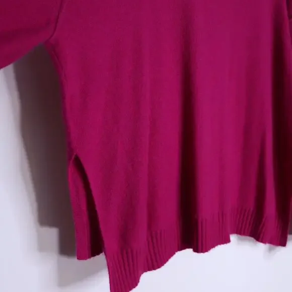 PILCRO Valani Cashmere V Neck Sweater Magenta Hi Low Oversized Women's L - Picture 6 of 11